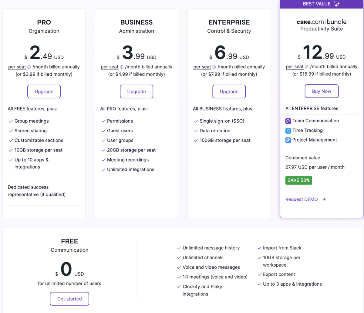 Pumble's pricing