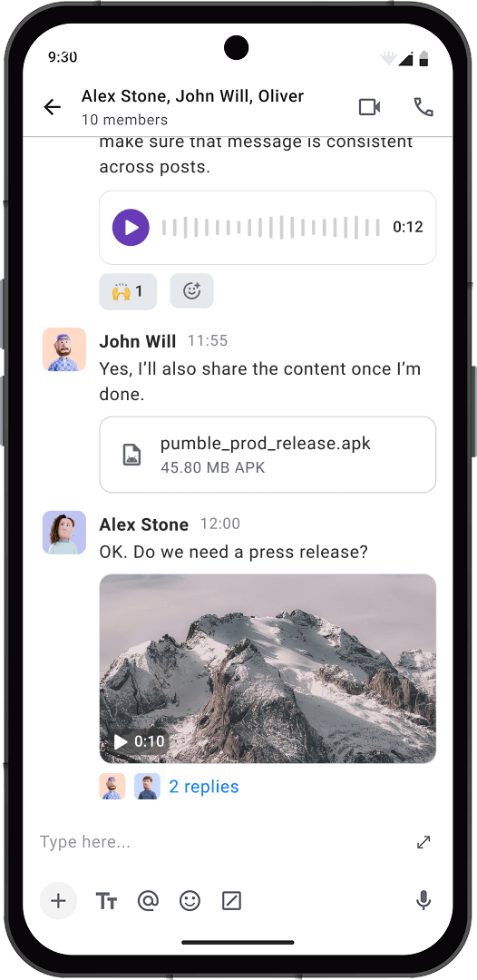 Share files and messages