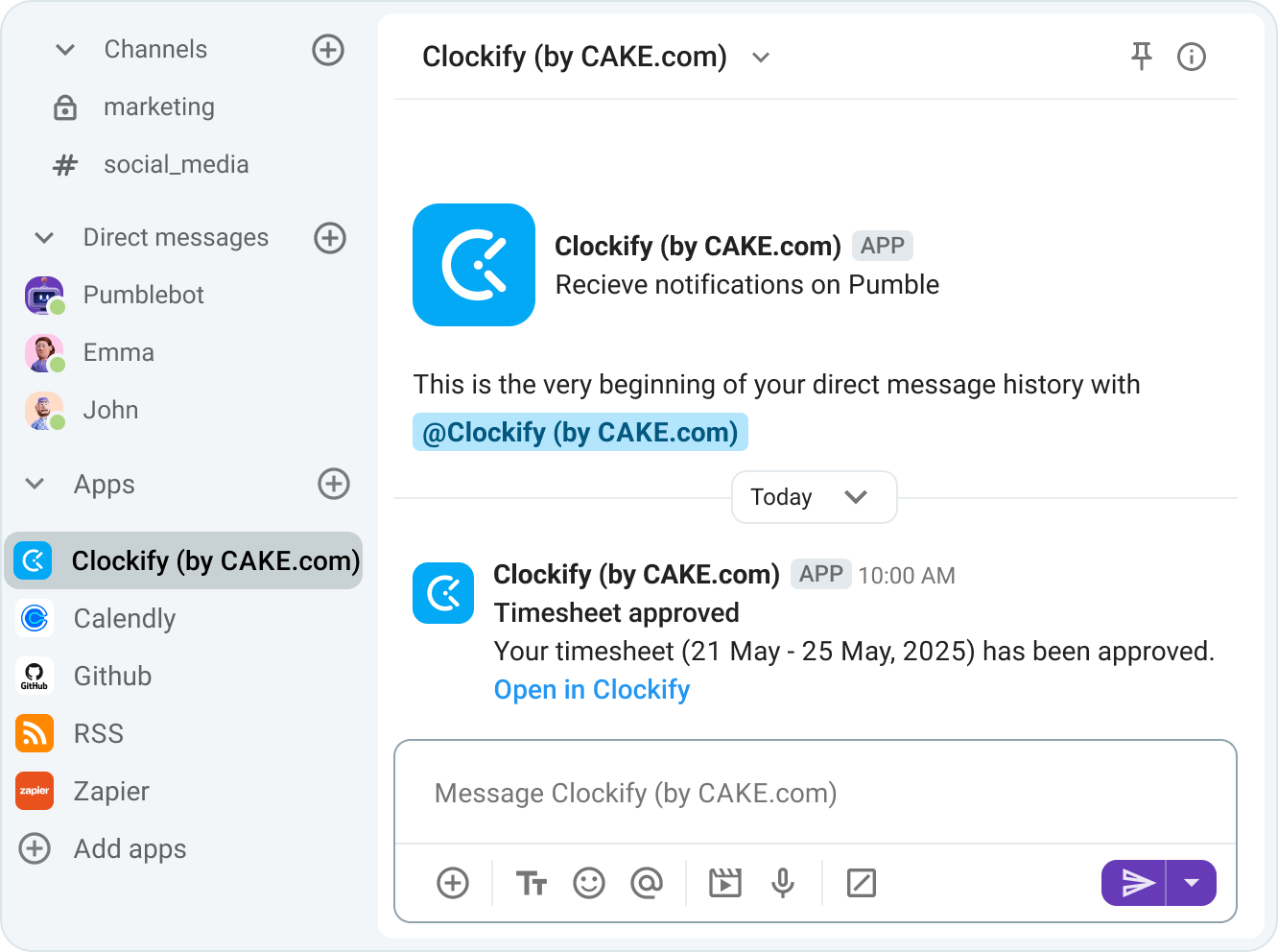 Receive Clockify approval notifications
