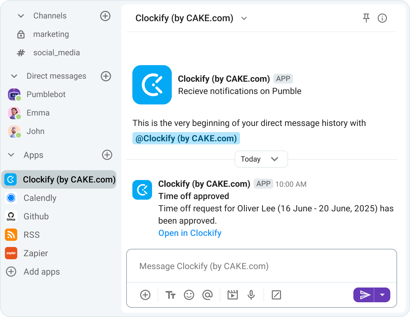 Get time off and availability notifications
