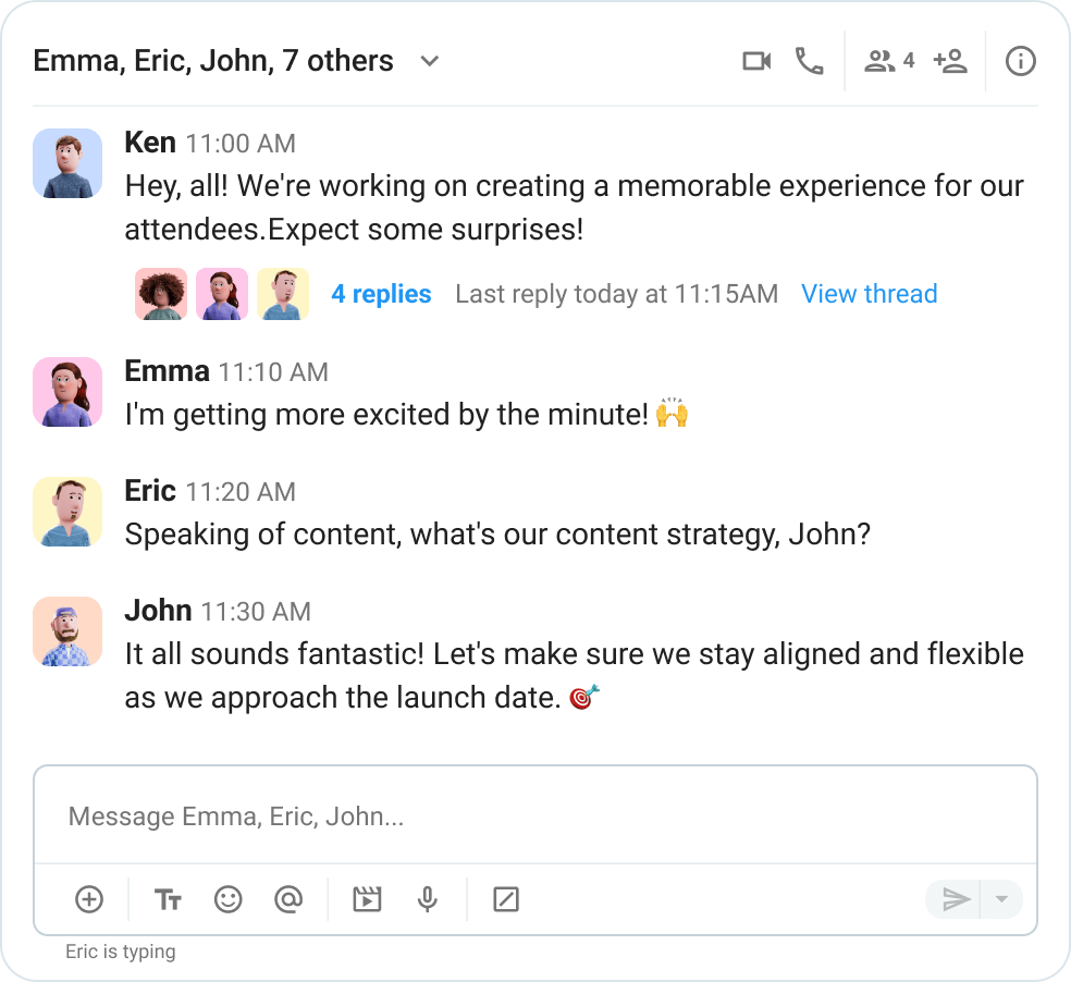 Create group chats with the whole team