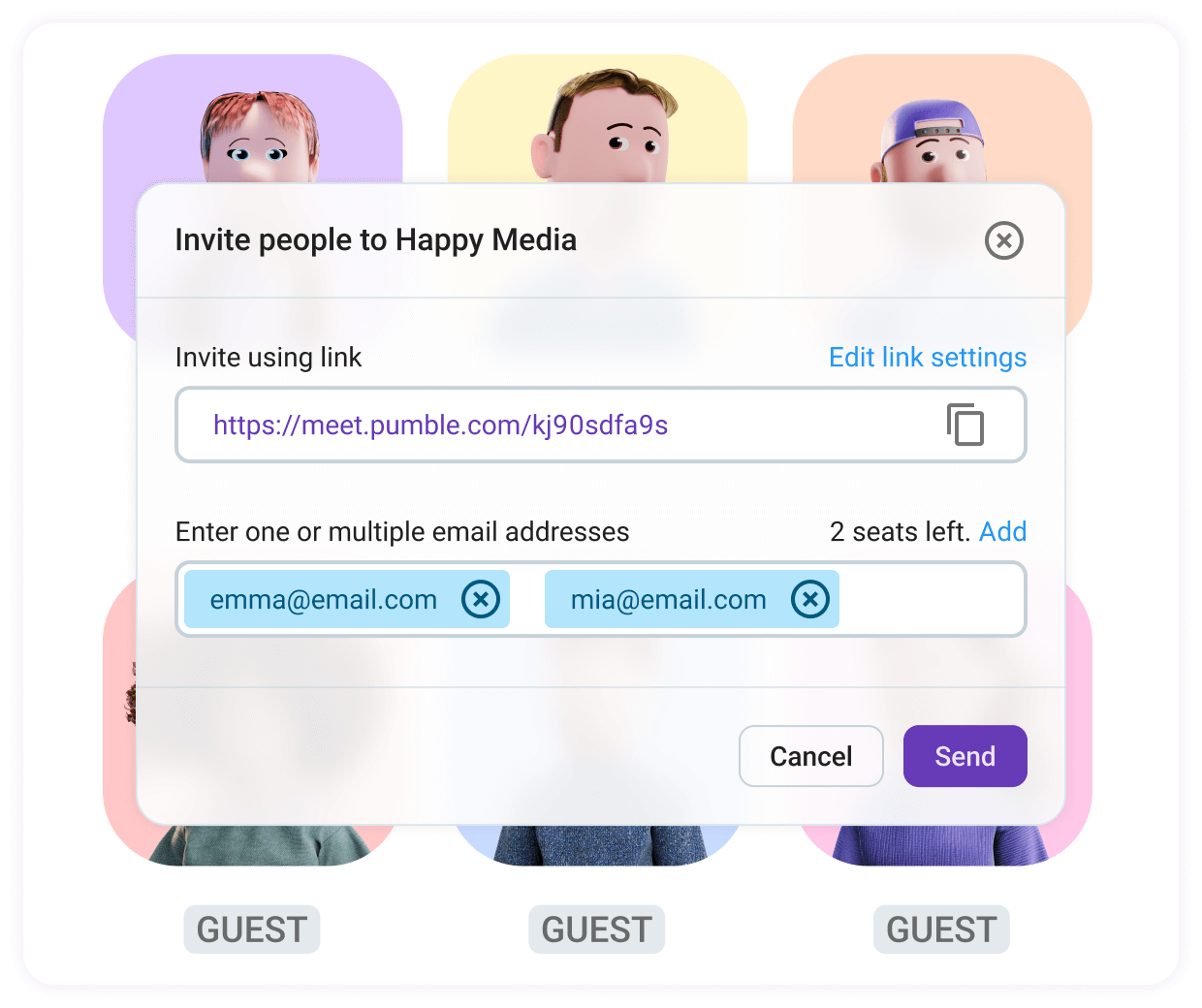 Invite modal for guests