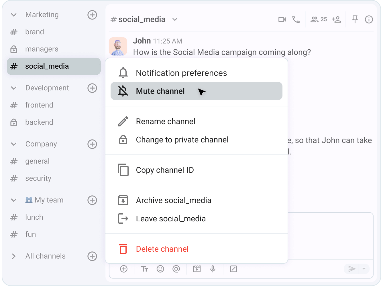 Mute channels that you want to be in but don’t follow closely