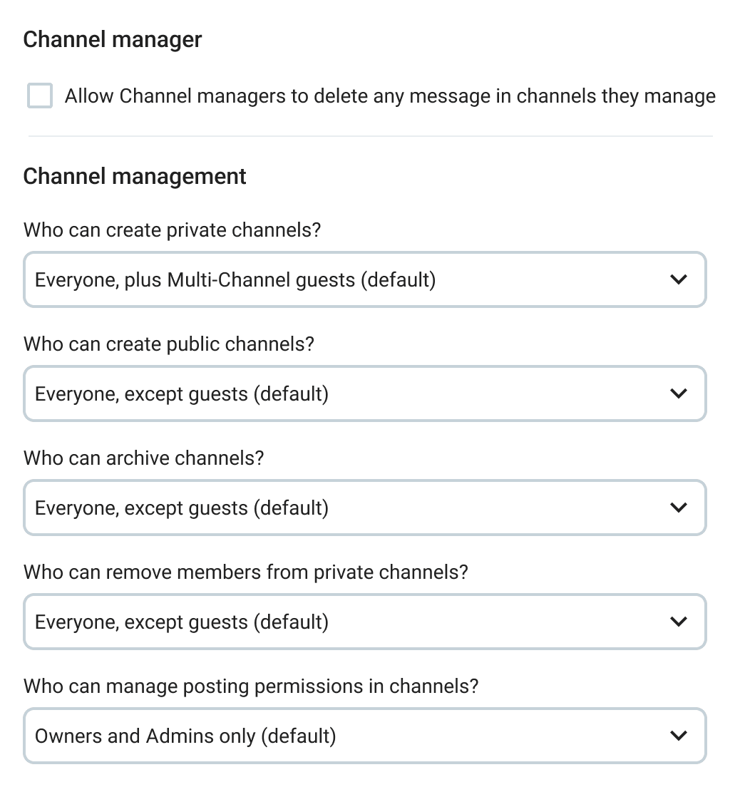 Choose who can do what in channels