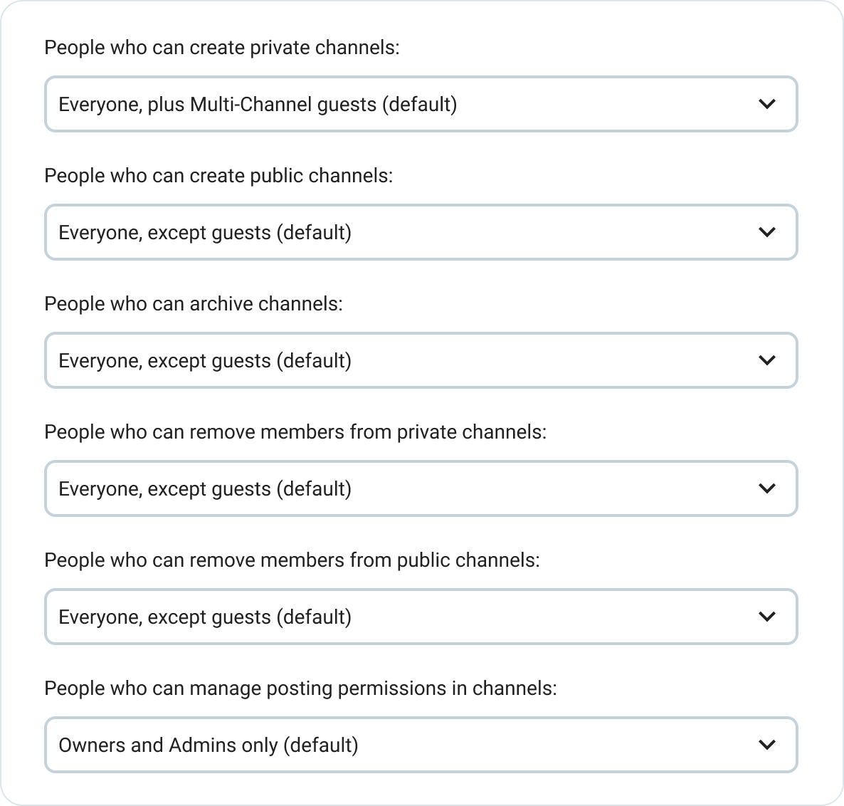 Choose who can do what in channels