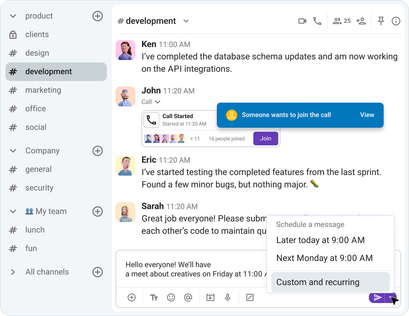 Schedule recurring messages