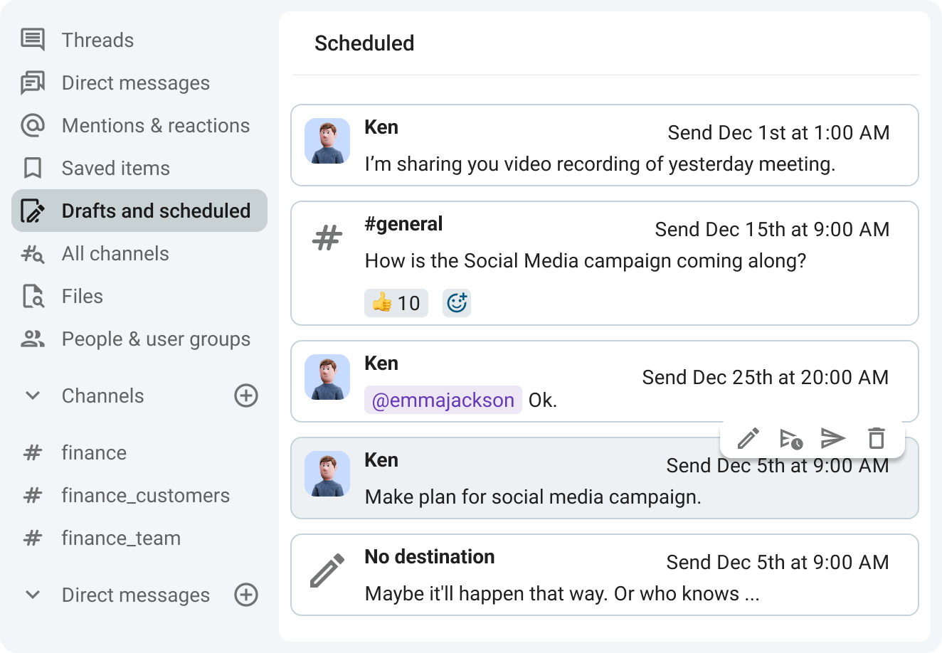 Send follow-up messages, updates or other messages