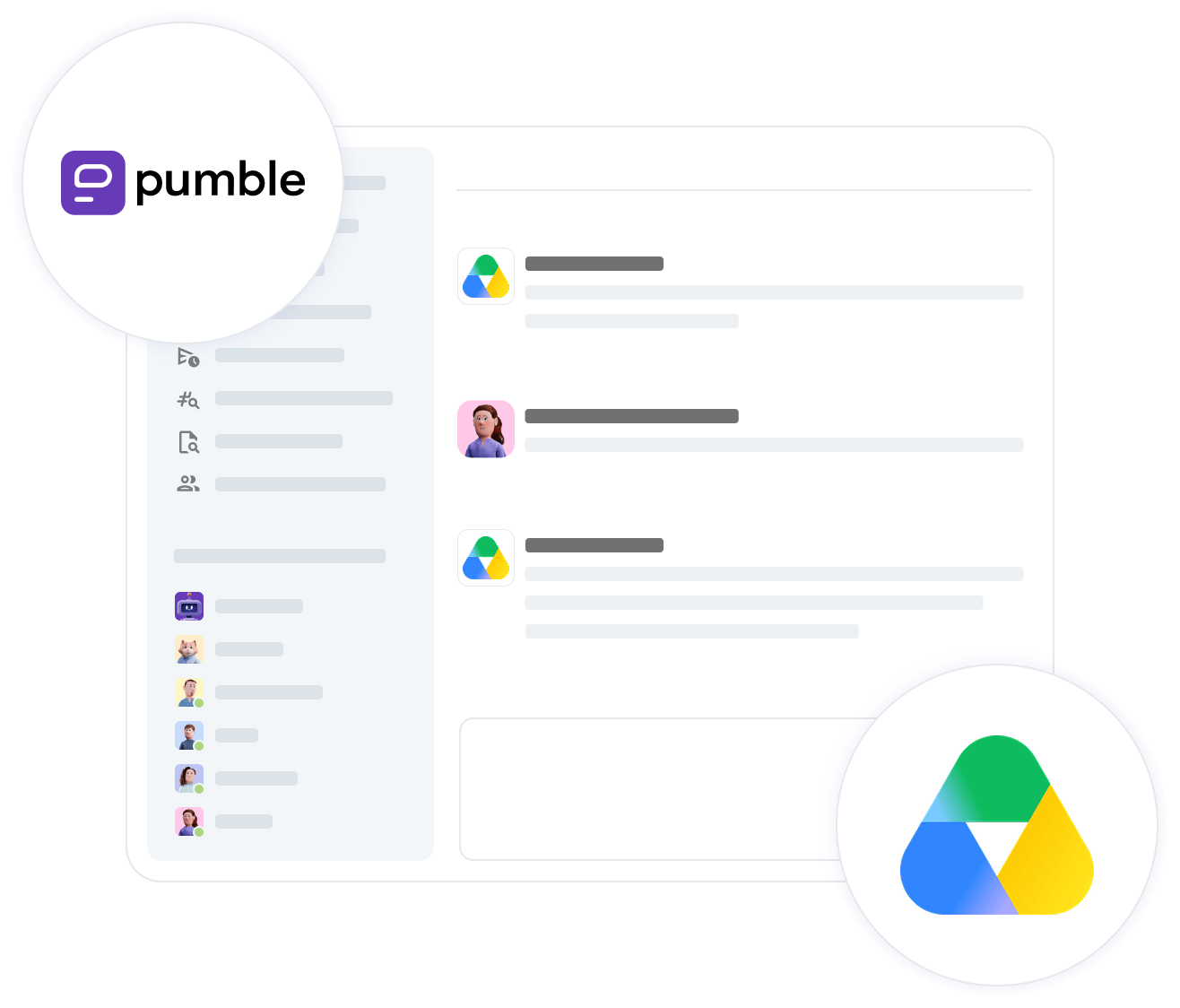 Image of how Google Drive works in Pumble