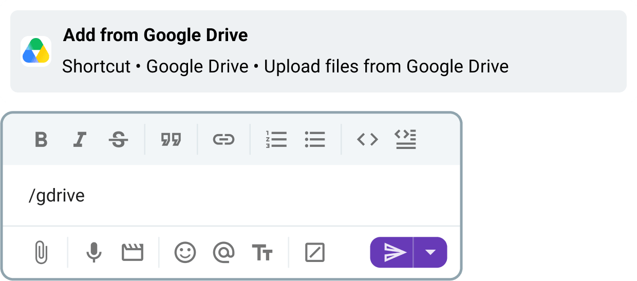 Share an existing file from Google Drive into a channel