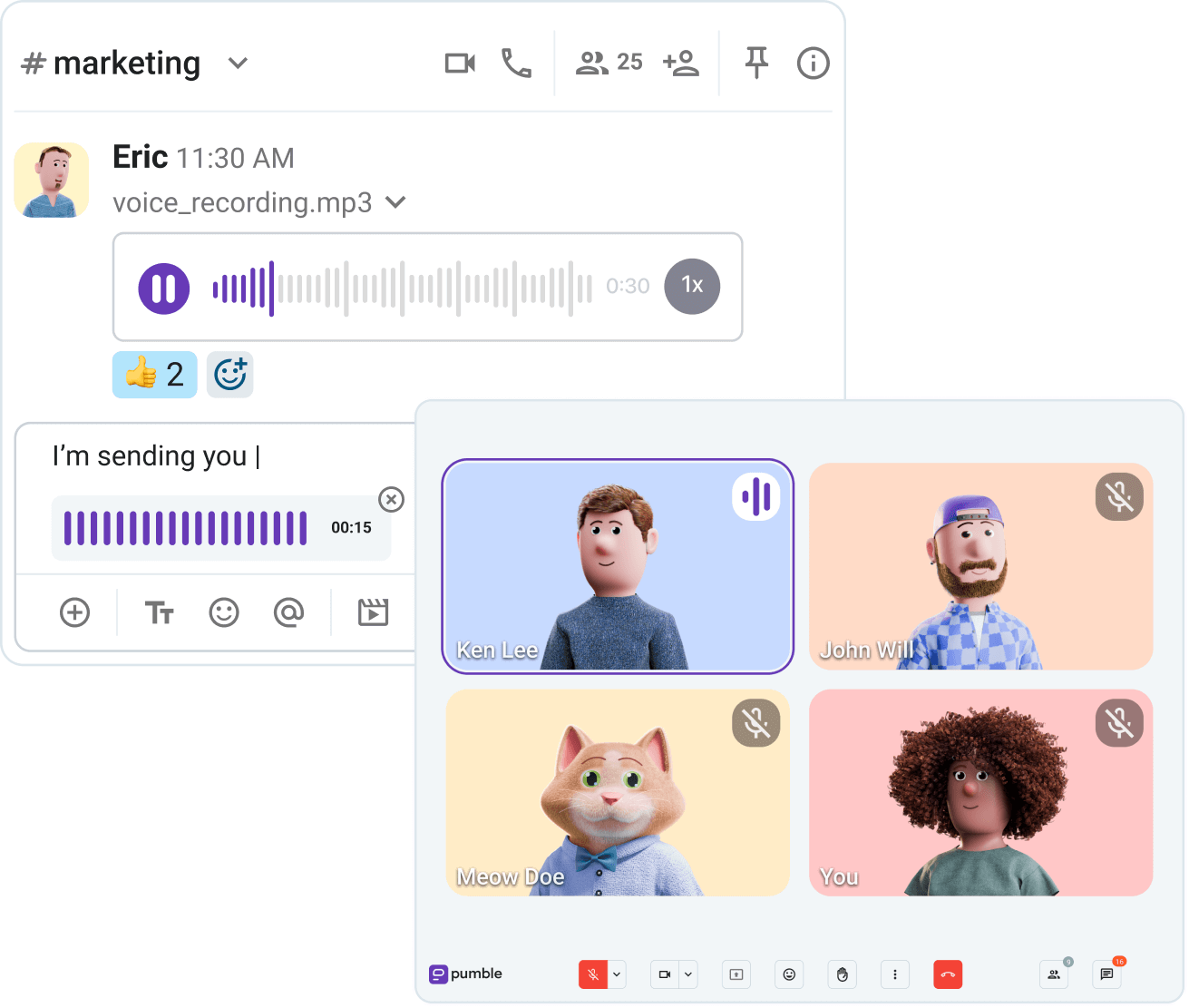 Send voice messages in a channel