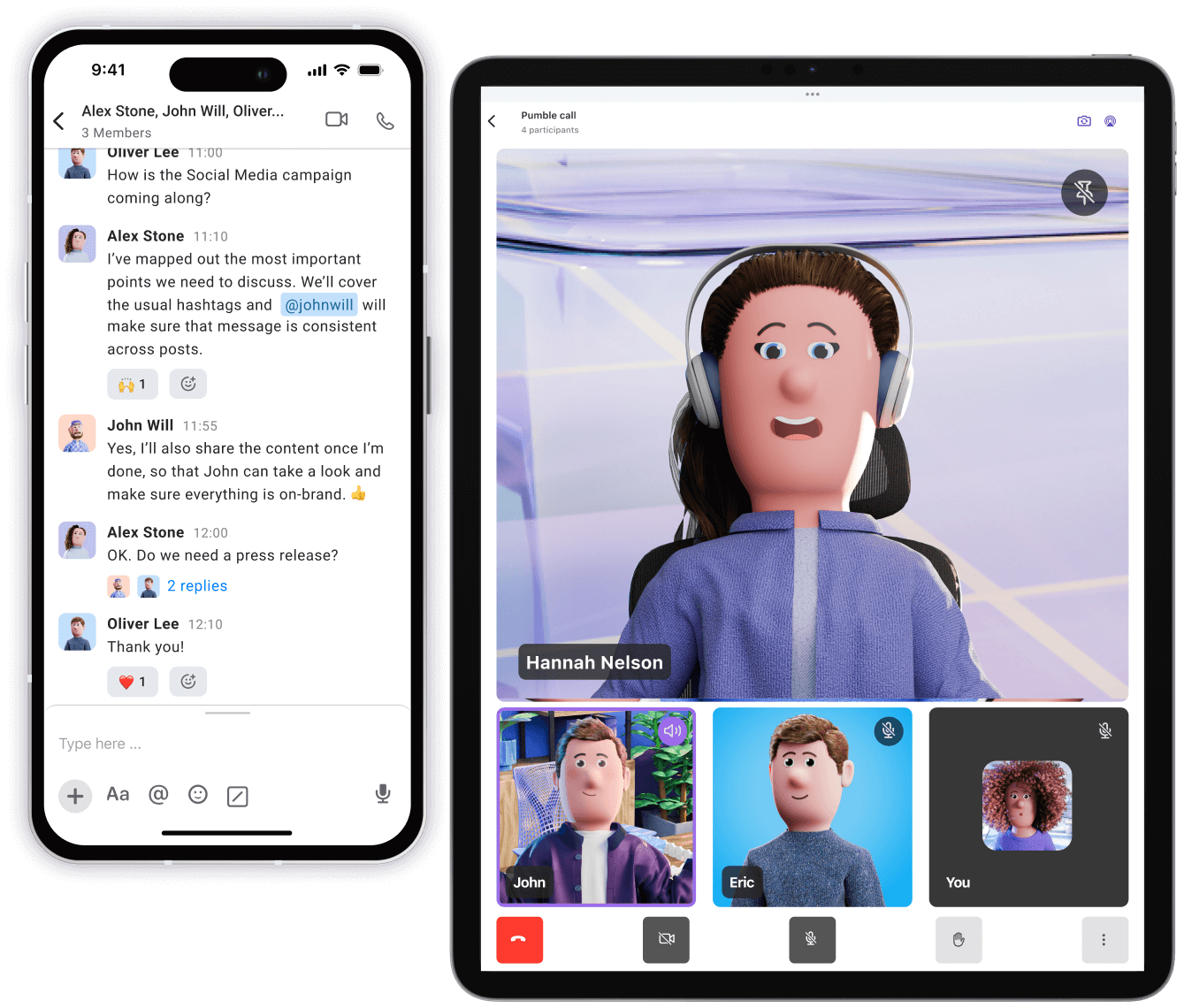 Pumble on mobile and tablet