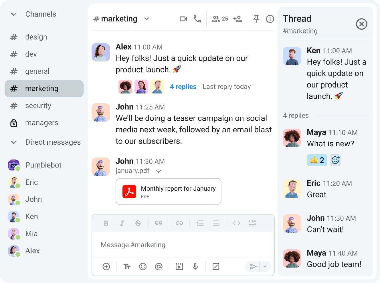 Communicate in channels, not via email