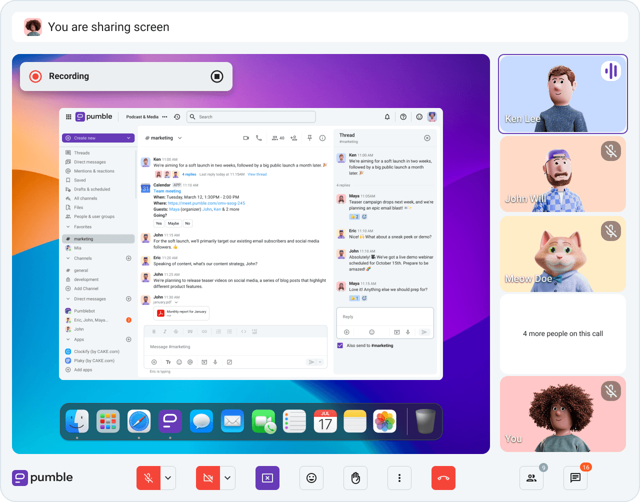 Video conferencing in Pumble