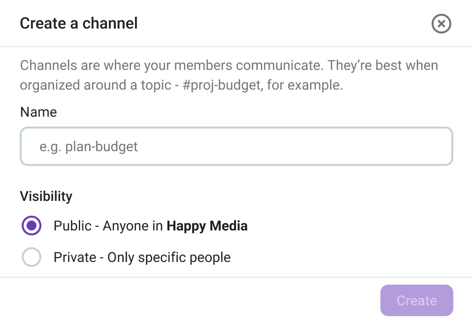 Create channels
