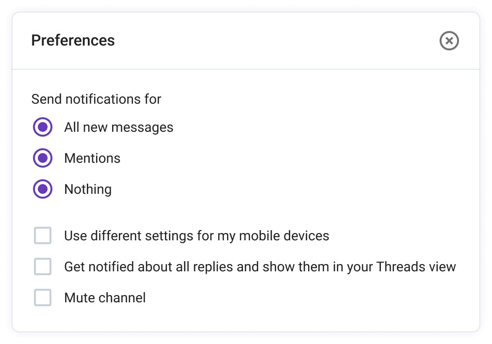 Set notification preferences