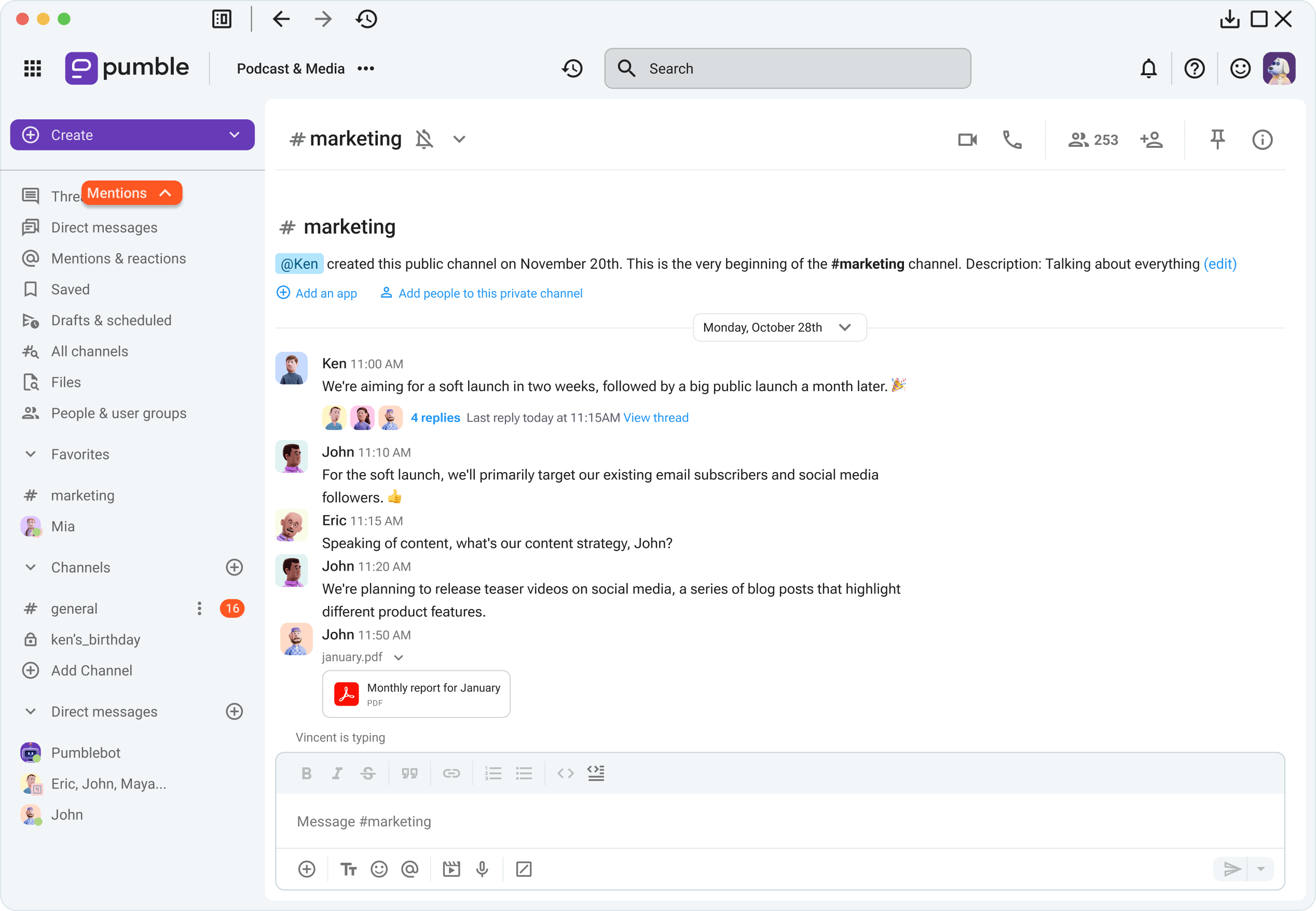 Pumble collaboration app for Mac