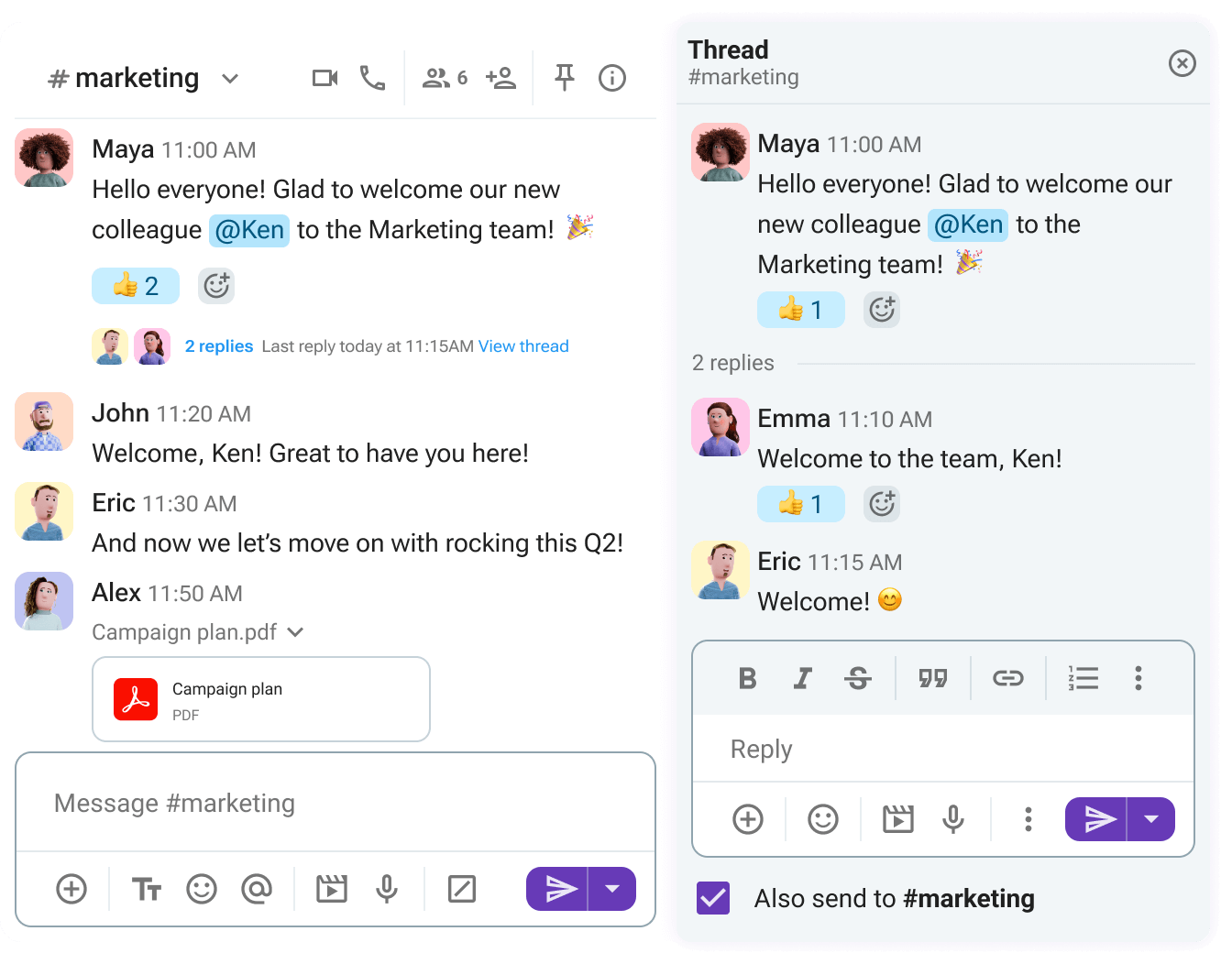 Share files in channels and threads