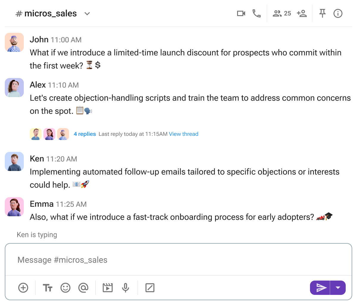 Conversation in a channel not via email
