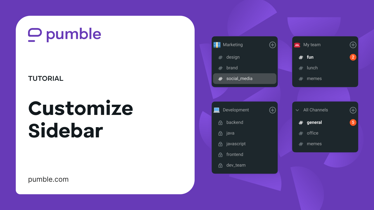 Organize your sidebar in Pumble video tutorial