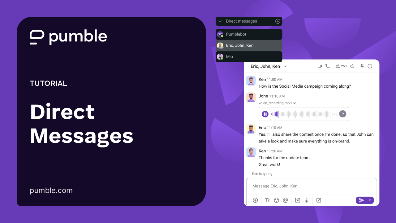 Send direct messages in Pumble video tutorial