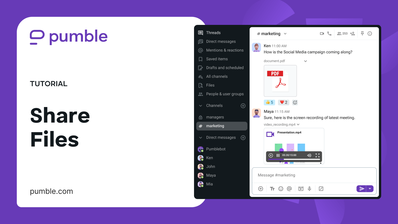File sharing in Pumble video tutorial